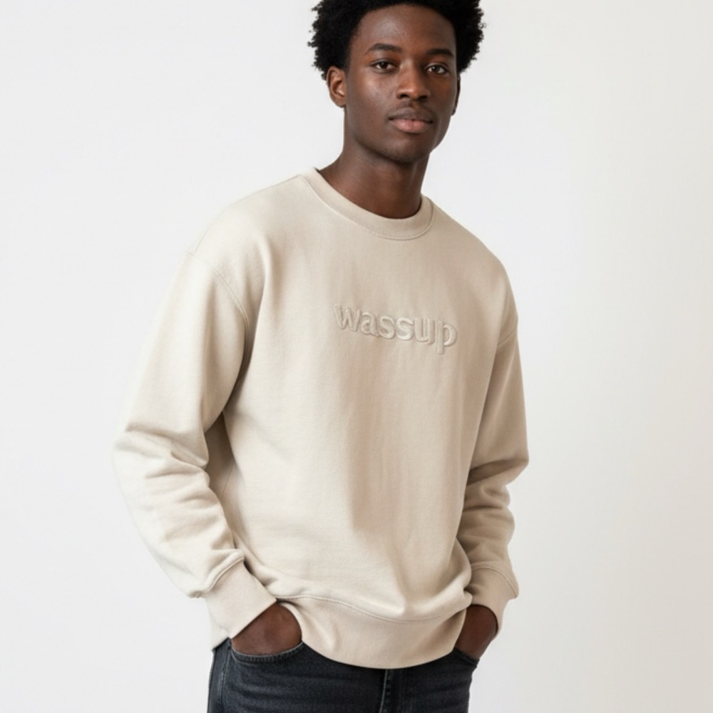 WASSUP HOUSE 3D EMBROIDERY BASIC LOGO SWEATSHIRT SURF SKATER STYLE CALIFORNIA